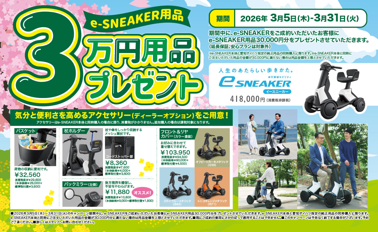 e-SNEAKER用品 3万円用品 プレゼント 2026年 期間 3月5日(木)-3月31 日 (火)