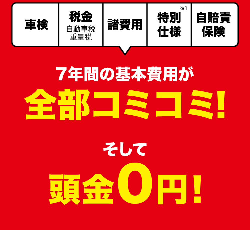 7年間の基本費用が保険全部コミコミ!そして頭金0円!